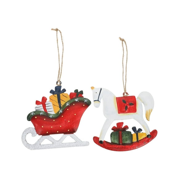 2 Pcs Pendentifs de Noël Créatifs en Fer Décorations de Noël Décor d'Arbre de Noël
