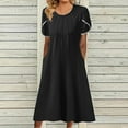 thumbnail image 2 of B91xZ Robes pour Femmes V-Cou Manches Courtes Été Oversized une Seule Pièce Tendance Mini Robe pour Femmes, Noir M, 2 of 5