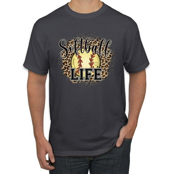 Softball Life Animal Print Girl Sports Men's Graphic T-Shirt, Charcoal, Small