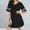 Black A3, variant on Hrsba Women Nightgown Short Sleeve Loose V Neck Color Short Sleepwear Dress Women's Sleepwear