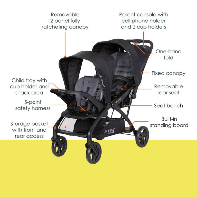 Sit N' Stand Double 2.0 Stroller - Dash Black