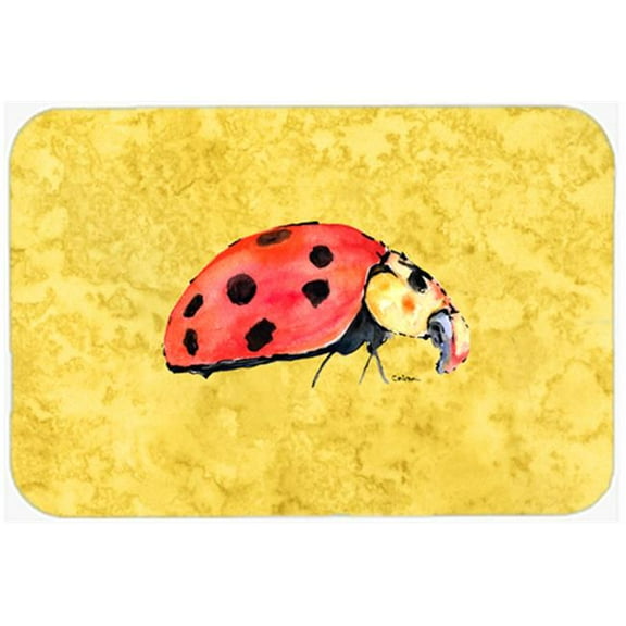 9.5 x 8 in. Lady Bug on Yellow Mouse Pad, Hot Pad or Trivet