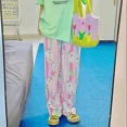 thumbnail image 2 of Pijama rosa de niña Lolita, pantalones de rayas Y2k de Hello Kitty, pijamas nuevos para mujer, pantalones casuales holgados de primavera y verano con dibujos animados de Sanrio, 2 of 5