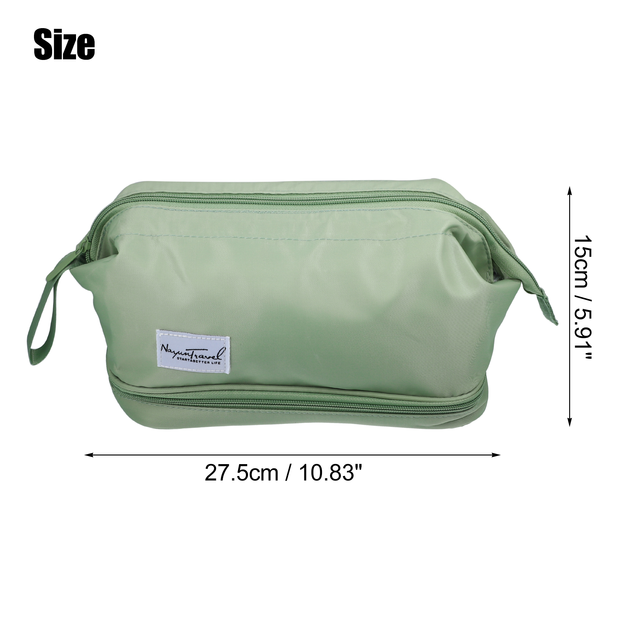 Unique Bargains Floral Makeup Bag Zipper Flower Cosmetic Pouch Green