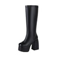 thumbnail image 2 of BONIXOOM Womens Boots High Heel Rubber Slip-On Knee High Winter Black, 2 of 7