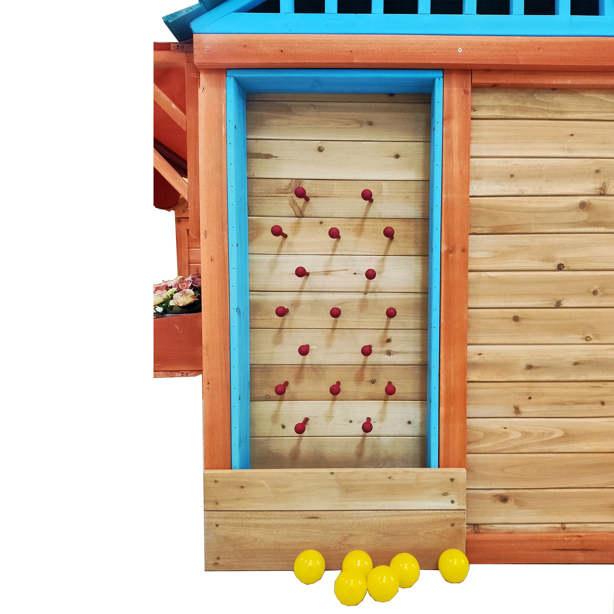 CIPACHO 64" Eco-Friendly Outdoor Solid Wooden 4-in-1 Game House for Kids Garden Playhouse with Different Games on Every Surface, Orange CIPACHO 64" Eco-Friendly Outdoor Solid Wooden 4-in-1 Game House for Kids Garden Playhouse with Different Games on Every Surface, Orange