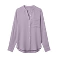 thumbnail image 4 of ClodeEU Women's Long Sleeve Henley Button Shirt ,Casual Loose Fit Classic Blouse Purple,Womens Plus M, 4 of 5