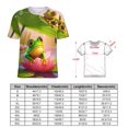 thumbnail image 2 of Frogs Lotus Pond Womens Tops Women's Fashion Casual Short Sleeve Flower Print Round Neck Pullover Top Blouse, 2 of 6