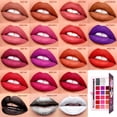 thumbnail image 6 of Matte Shimmer Lipstick Palette  18 Color , DE'LANCI Cream  Red Lip Glosse Makeup Pallete Highly Pigmented, Long Lasting Waterproof Lip Makeup Pallet Matte Shimmery Shiny Pigmented, 6 of 7