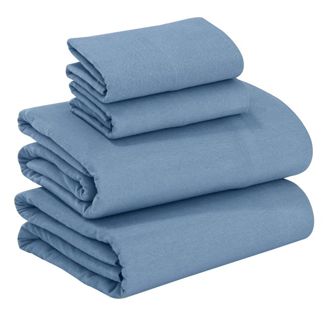 Sábanas de franela RUVANTI, 100% algodón, tamaño completo, 4 piezas, corona azul