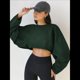 thumbnail image 5 of Sudaderas de Larga con Globo para Mujer, Sudaderas , Cuello Redondo Extragrande Verde Oscuro XS, 5 of 8