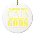 thumbnail image 1 of DistinctInk Hanging Ceramic Christmass Tree Ornament with Gold String - Great Gift / Present - 2 3/4 inch diameter - Ancient Times, Cats Worshipped As Gods, 1 of 2