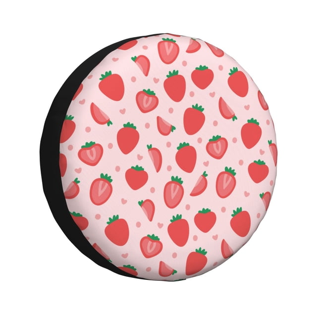 Fotbe Strawberry Funda de Llanta de Repuesto con Estampado, Engrosada, Ajuste Universal para Jeep, Remolque, RV, SUV, Camión-15 inch
