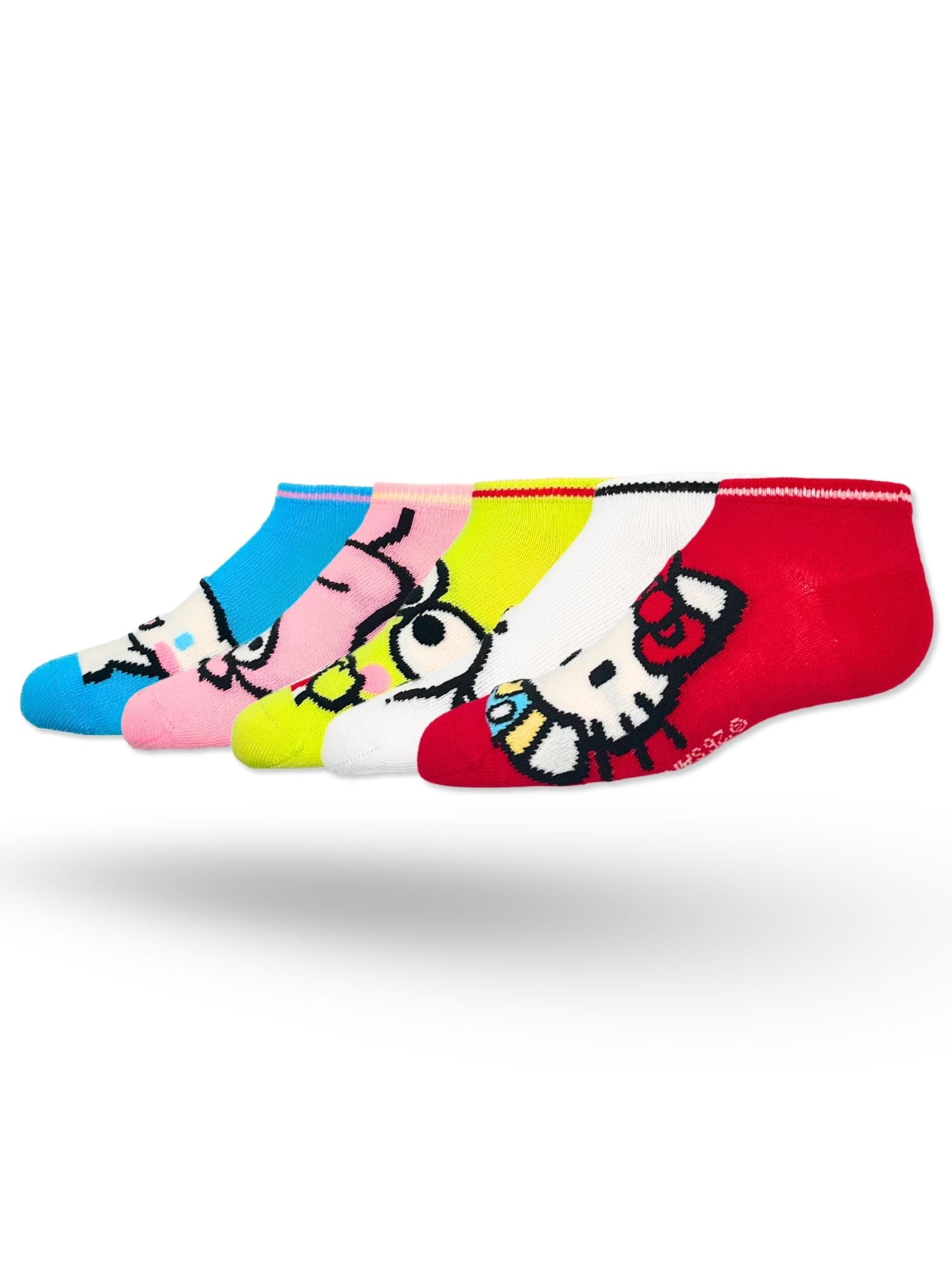 Hello Kitty & Friends Girls No-Show Socks, 5-Pack, Sizes S/M-M/L