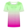 thumbnail image 4 of Women's Summer T-Shirts Casual Short Sleeved Shirts Fashion Loose Gradient Color Blouses Round Neck Breathable Cotton Pullover Tops 01#Green S, 4 of 4