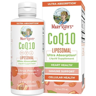 MaryRuth's Liposomal CoQ10 High Potency Antioxidant Energy Support Vegan Citrus Peach 7.6 fl oz