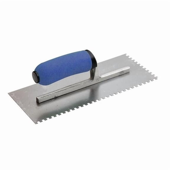 Westward Notched Trowel, 11 x 4-1/2, Steel, Handle: PP/TPR 13P548