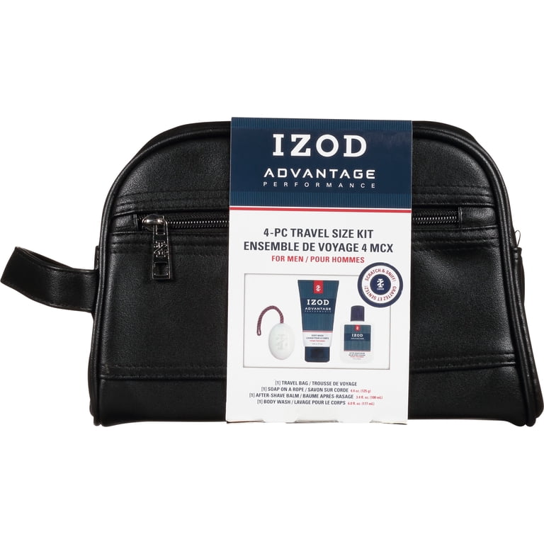 IZOD Mens Athletics 4-pc. Body Wash Travel Case Set One Size Black