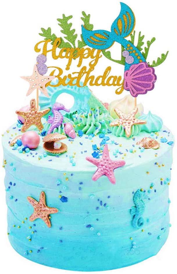 24pcs Mermaid Sea Theme Cake Cupcake Toppers Birthday Party Decoration YO 