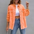 thumbnail image 6 of Baqcunre Winter Coats For Women Women'S Trendy Ripped Oversized Denim Jacket Casual Long Boyfriend Distressed Denim Jacket Womens Tops Jackets For Women Orange XXL, 6 of 8