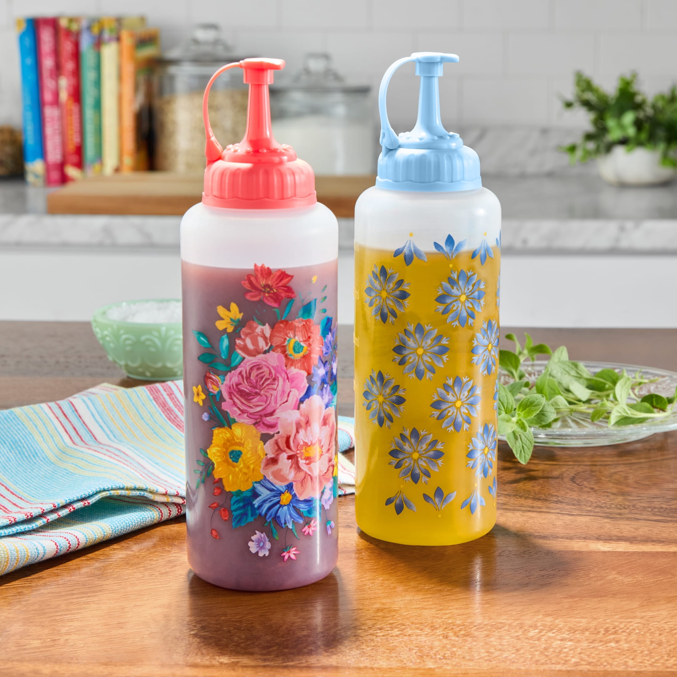 (3 pack) The Pioneer Woman 12 oz Plastic Squeezable Condiment Dispensers, 2 Pack