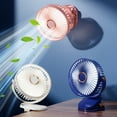thumbnail image 1 of Ventilador de escritorio de 5 velocidades con clip y luz nocturna - Ventilador USB silencioso de 6 pulgadas, ajustable a 720°, blanco/azul/rosa - Ventilador portátil colgante para oficina, 1 of 7