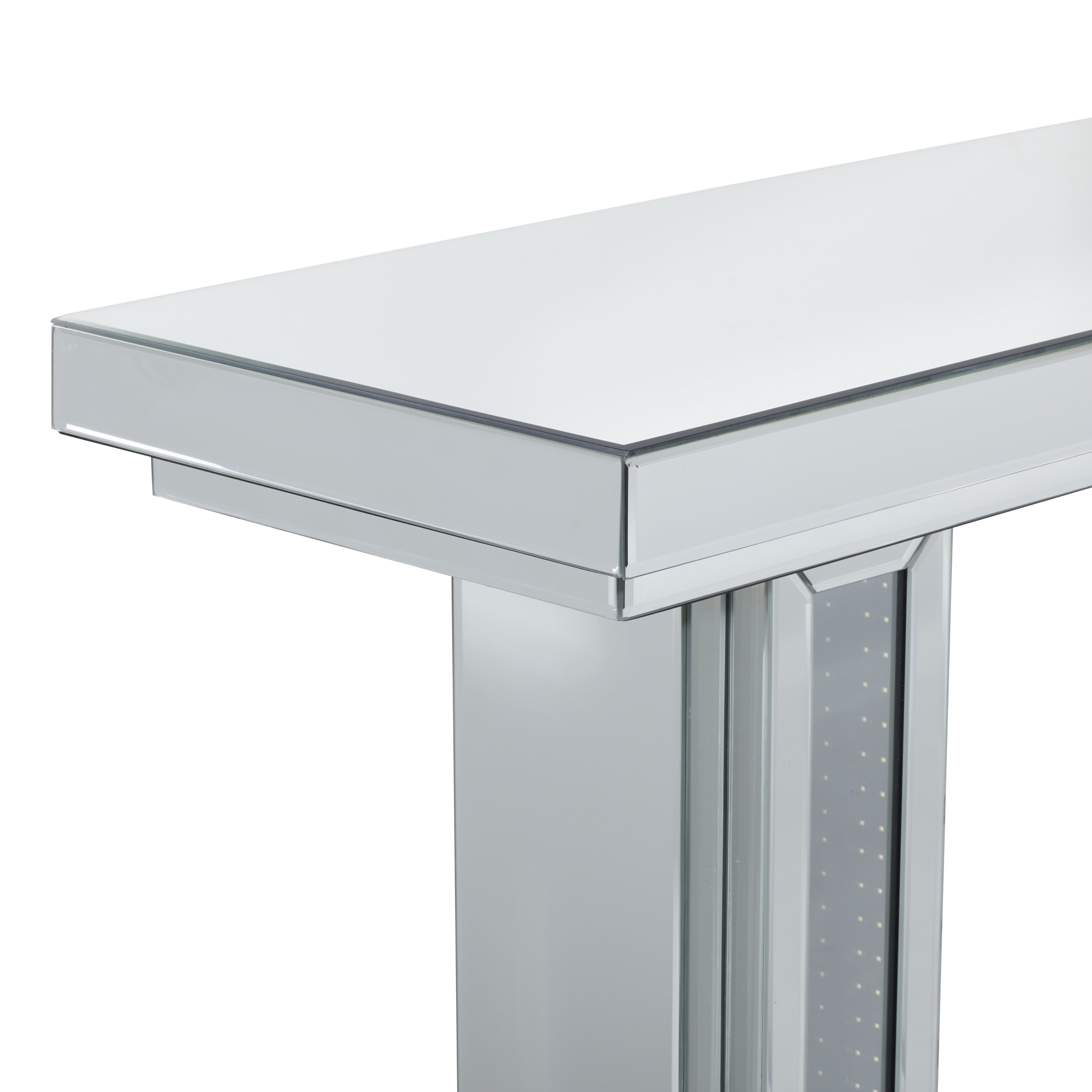 DecMode 48" x 32" Silver Wood Mirrored Console Table, 1-Piece
