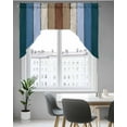 thumbnail image 5 of Blue Brown Kitchen Curtains Swag Valance for Windows/Bathroom/Cafe, Farmhouse Wood Grain Vintage Vertical Striped Rod Pocket Drape Panel Swag Curtains Valance for Bedroom/Living Room 56"x36", 5 of 6