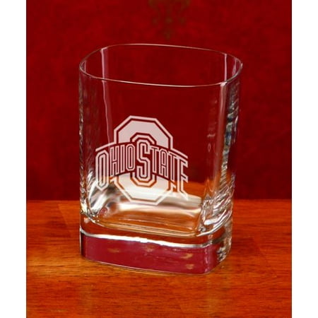 Ohio State Buckeyes Stained Glass - Ohio State Buckeyes Deep Etched Square Double Old Fashion Glass