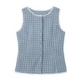 thumbnail image 4 of Plaid Button Tank Tops for Women Sleeveless Crew Neck Lace Trim Vest Slim Fit Cotton Y2k Elegant Tops Casual Work Tops for Spring Summer(Blue,M), 4 of 4