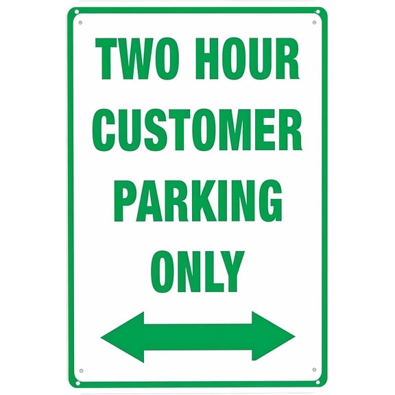 Two Hour Customer Parking Only Two Way Arrow Sign - 8"x12" Vintage Metal Warning Sign, Short-Term Parking Decor for Home Farm Bar Coffee Shop Club