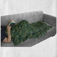 thumbnail image 5 of Wildlife Soft Flannel Fleece Blanket, Girl in Jungle Along a Leopard Illustration Wild Forest Themed Design, Cozy Plush for Indoor and Outdoor Use, 60" x 80", Hunter Green Dark Teal, by Ambesonne, 5 of 5
