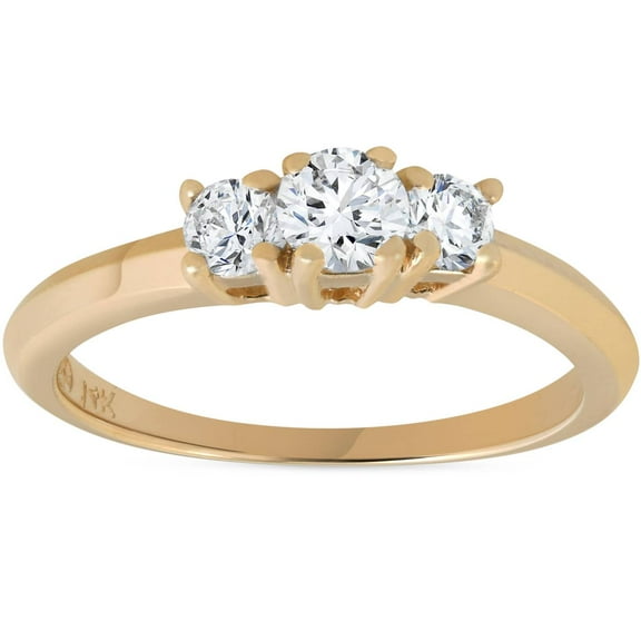 Pompeii 1/2ct Three Stone Diamond Engagement Ring 14K Yellow Gold (G/H,I1-I2)