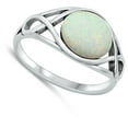 thumbnail image 4 of CHOOSE YOUR COLOR White Simulated Opal Cocktail Ring .925 Sterling Silver Band CZ Female Size 5, 4 of 4