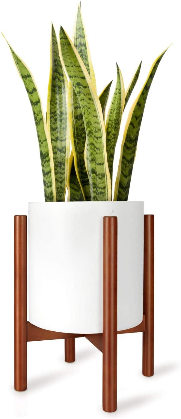 Up to 21cm Planter - Not Included lulalula Plant Stand Mid Century Modern Beech Wood Flower Pot Holder Display Rack Stands Indoor Outdoor Planter Stand Walnut