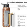 Mushroom and Branch Orange Pattern Insulated Water Bottle with Straw ...
