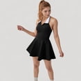 thumbnail image 3 of Women's Sleeveless Tennis Dress with Contrast Polo Collar and Flared Skirt Design - Small, Black, 3 of 7