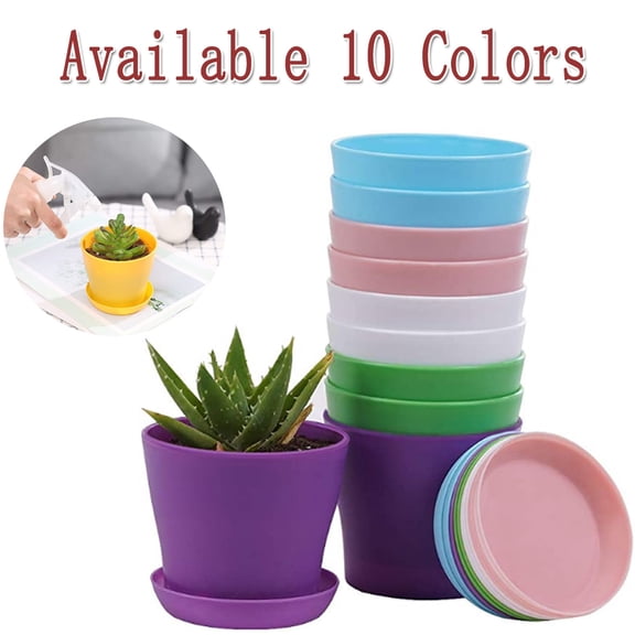 Happy Date Plastic Planters Indoor Flower Plant Pots, Mini Flower Seedlings Nursery Pot/Planter/Flower Pot with Pallet, Modern Decorative Gardening Containers