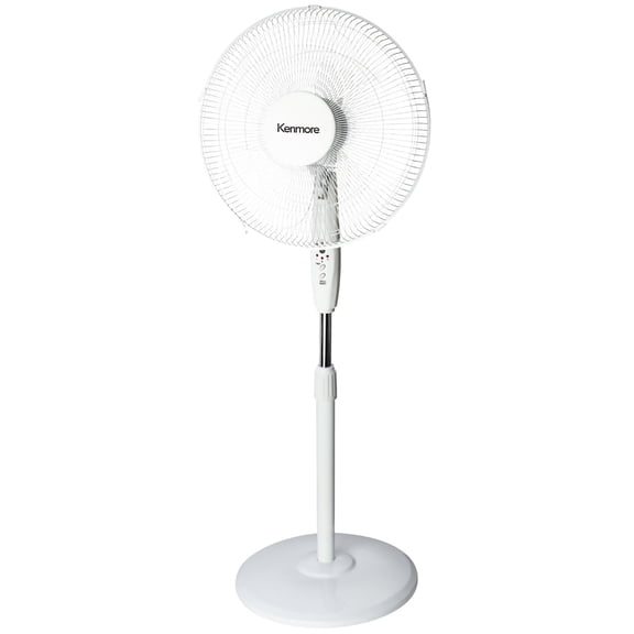 Kenmore: Digital Pedestal Fan - White, 49.2" Adjustable Height Stand Fan, Oscillating, Remote Control, 3 Speed Cooling & Airflow, Timer, Office-Home