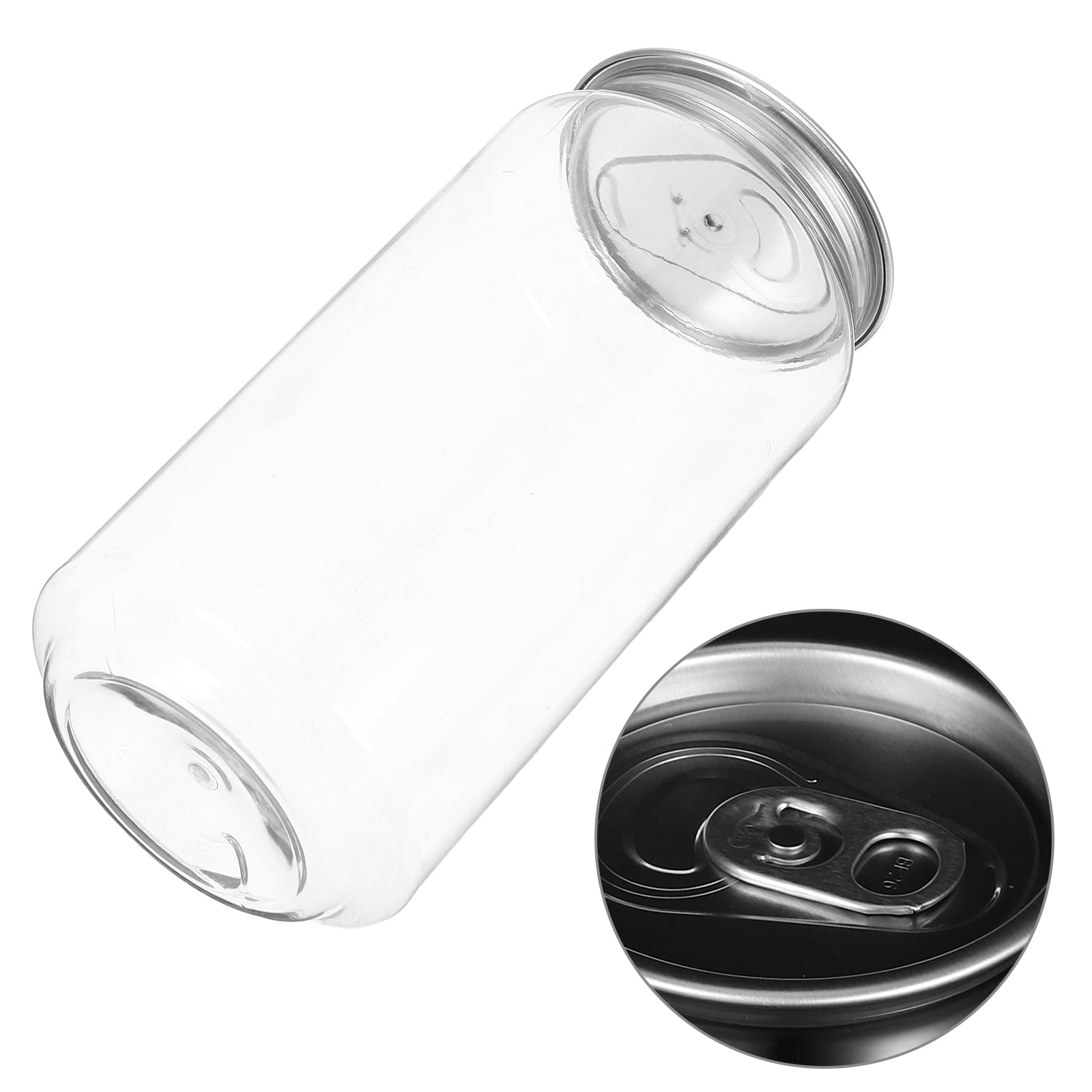 MLINS 10pcs Transparent Can Juice Bottles with Aluminum Cap Portable Leakproof Beverage Containers for Travel Parties and Home Use 400ml