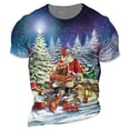 thumbnail image 1 of Ropa con patrón de Papá Noel para hombre, camiseta de manga corta con cuello redondo, talla grande europea, novedad de 2024, 1 of 4