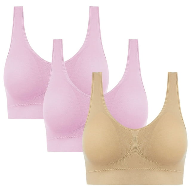 ManxiVoo Wirefree Breathable Sports Bra Full Coverage No Underwire Comfort Support Seamless Lightweight Active Wear L Size