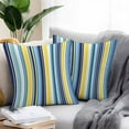 thumbnail image 2 of Blue Yellow Colorful Stripes Outdoor Pillow Covers Set of 2 Summer Classic Stripes Waterproof Throw Pillow Case Decorative Square Cushion Cover for Patio Couch Garden Balcony, 26"x26", 2 of 9