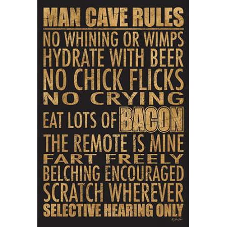 Man Cave Rules Poster Print by Lauren Rader (12 x