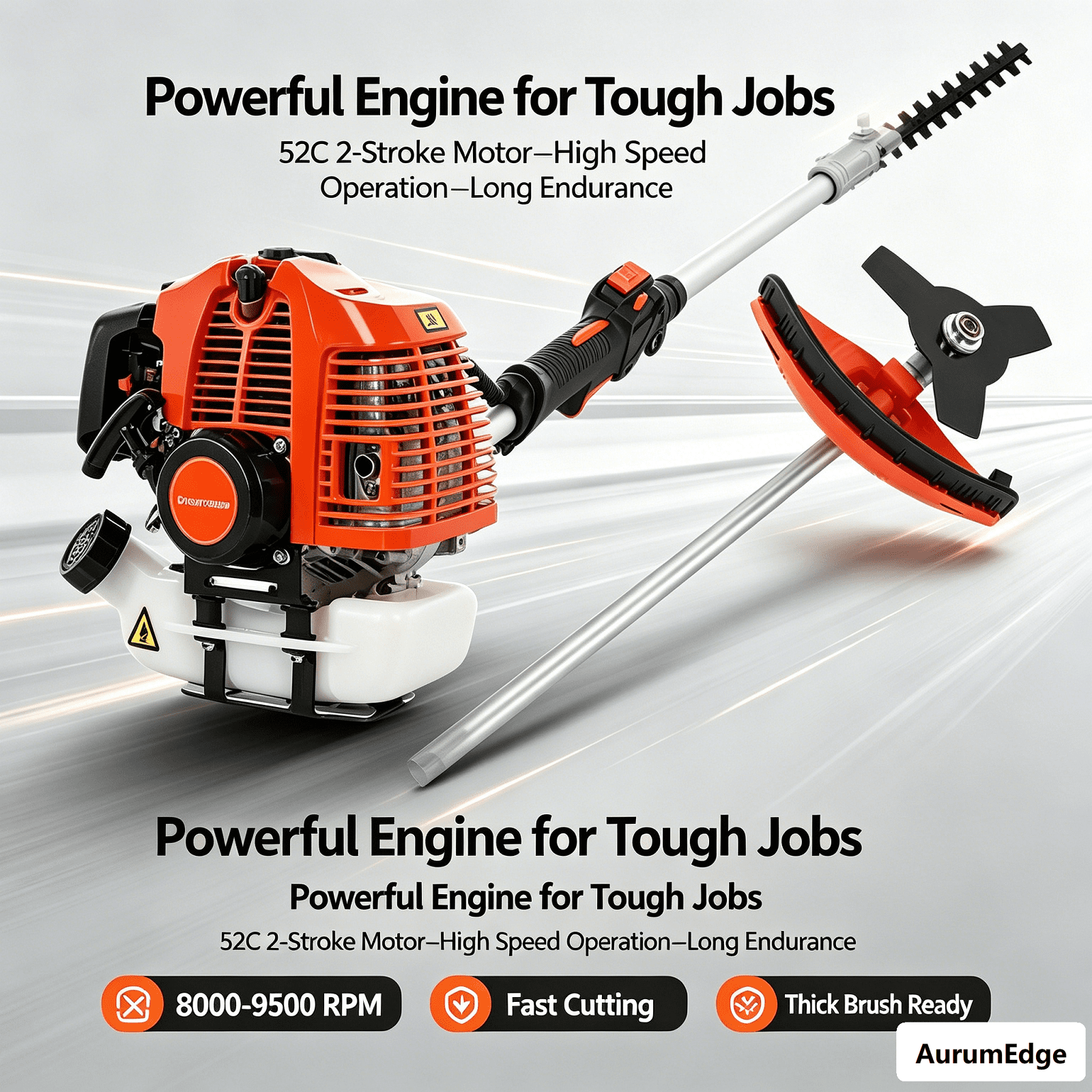 5 in 1 Multifunctional Lawn Mower|Powerful 52cc Trimming Tools Gas Hedge Trimmer Weed Eater String Trimmer Brush Cutter Pole Saw Chainsaw