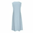 thumbnail image 5 of ATOYSOY Women's Beach Sundress Solid Color Sleeveless Button Tea Length A Line Dress Trendy Summer Saving Retro V Neck Pockets Elegant Casual Eyelet Dress for Girls Light Blue XL, 5 of 6