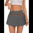 thumbnail image 2 of Minifalda Plisada Elástica de Corte A con Cinturón para Mujer, Estilo Y2K Gris M, 2 of 8