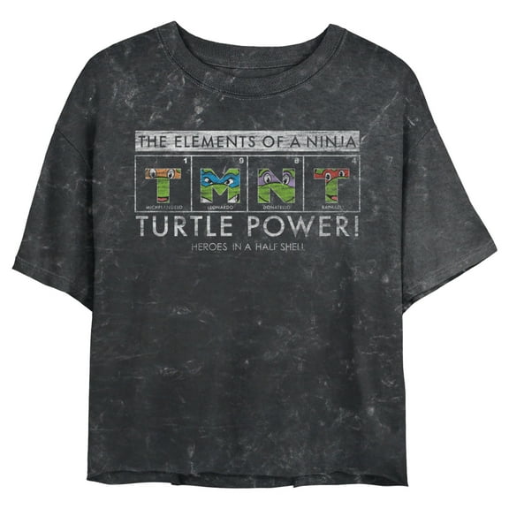 Junior's Teenage Mutant Ninja Turtles Distressed Elements of a Ninja Graphic Crop T-Shirt Black Small
