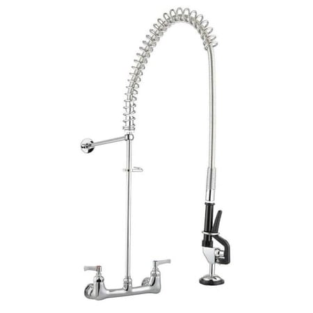 Soro Essentials- Commercial Kitchen Sink Pre-Rinse Sprayer 24 Height with 8 Wall Mount Center - Coiled Spring Pull Down Sprayer for Commercial Kitchen Utility Sink for Restaurants