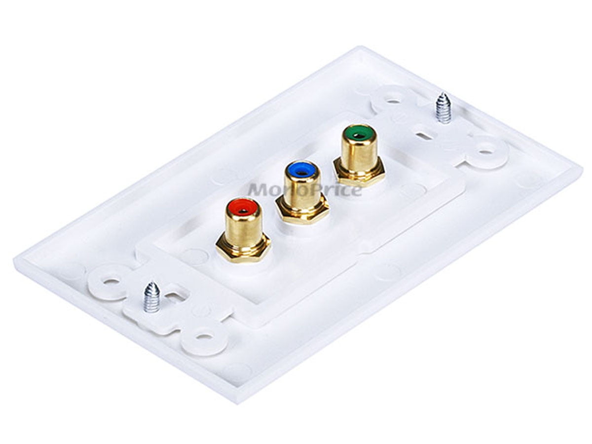 Monoprice 103000 3 RCA Component Two-Piece Inset Wall Plate RGB